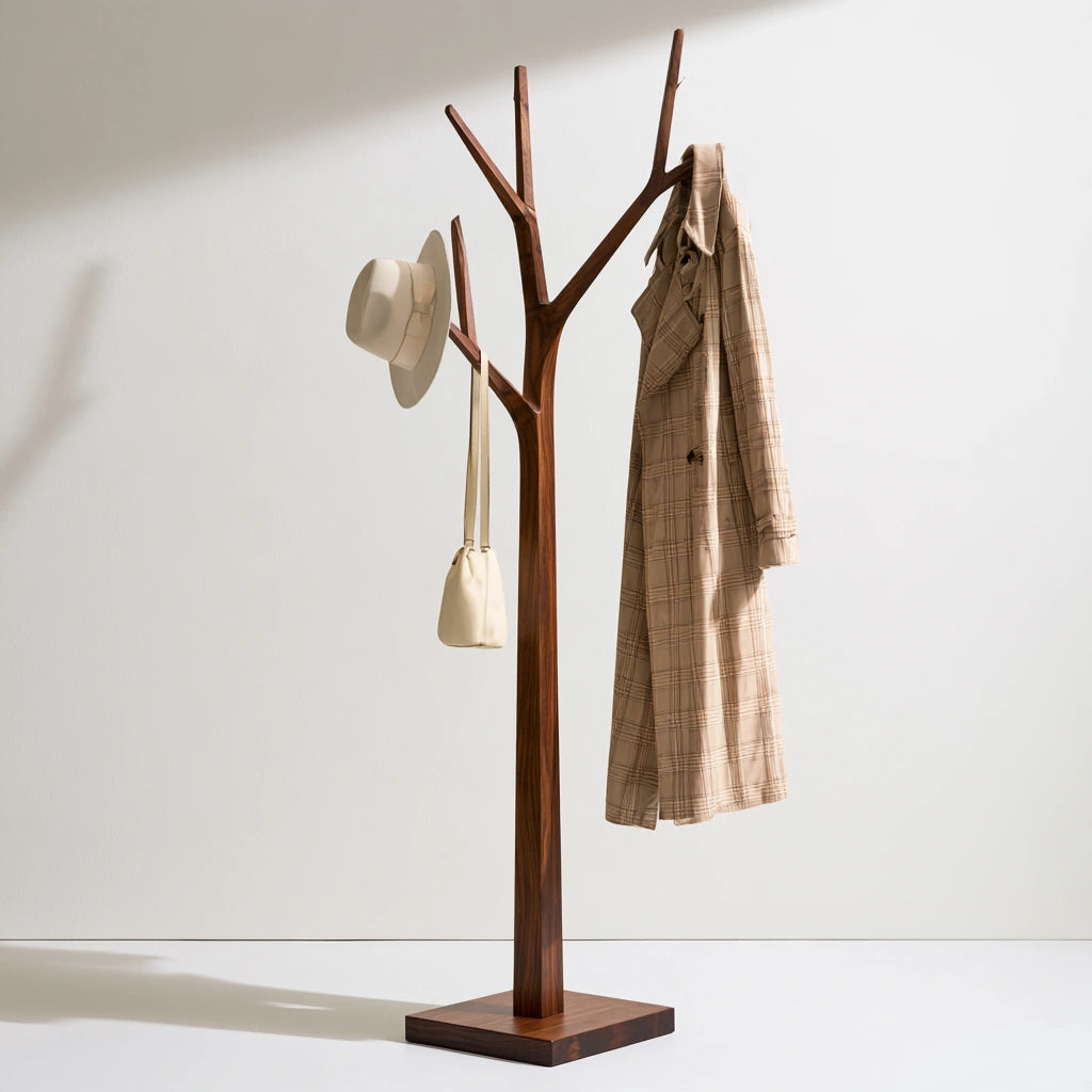 Porte-manteaux en bois, coloris blanc