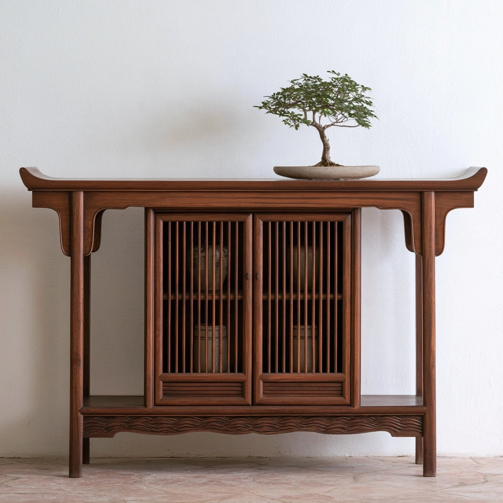 Meuble de rangement en bois, coloris brun naturel