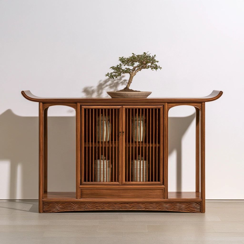 Meuble de rangement en bois, coloris brun naturel