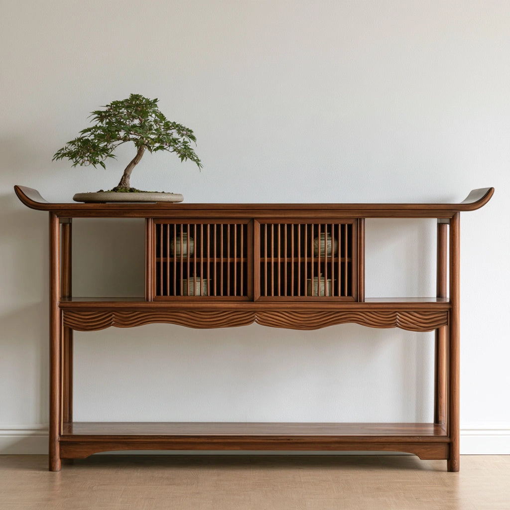 Meuble de rangement en bois, coloris brun naturel