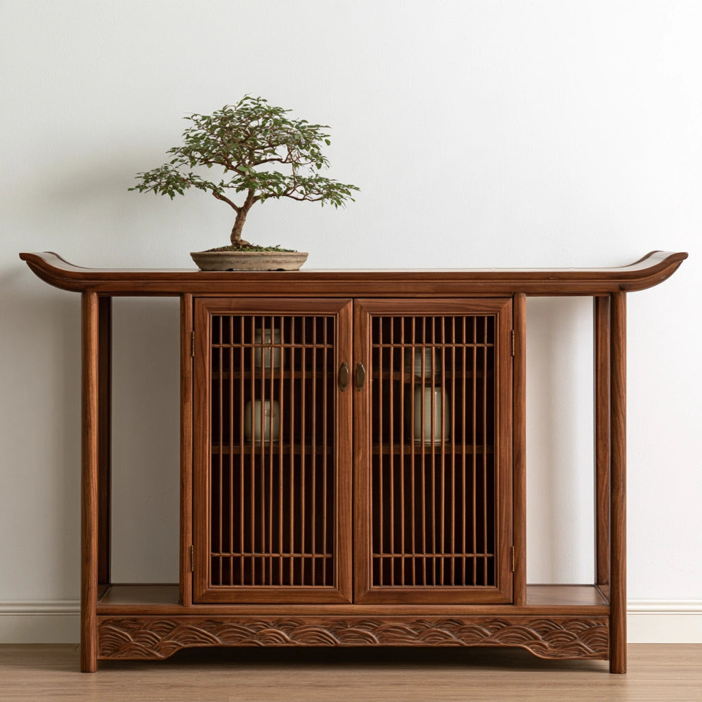 Meuble de rangement en bois, coloris brun naturel