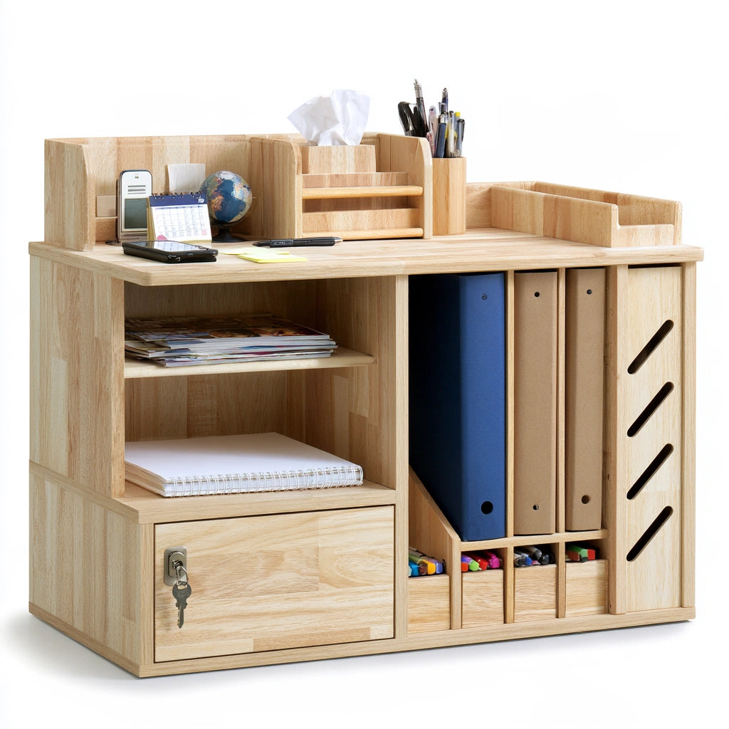 Meuble de rangement étroit en bois, coloris brun naturel