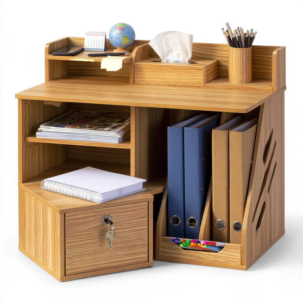 Meuble de rangement étroit en bois, coloris brun naturel
