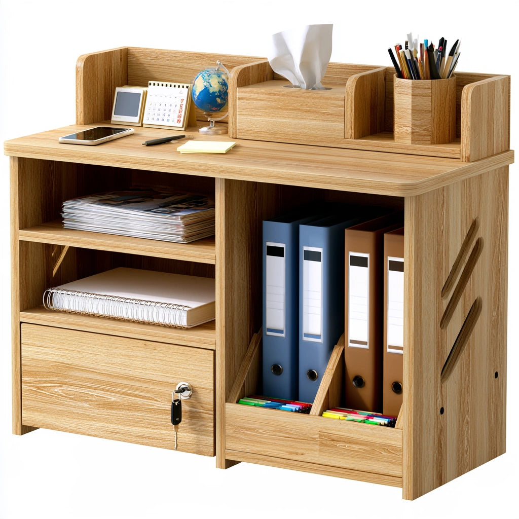 Meuble de rangement étroit en bois, coloris brun naturel