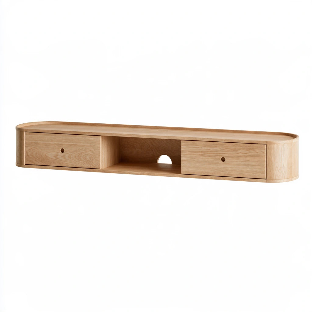 Étagère murale flottante en bois mural suspendu, coloris brun naturel