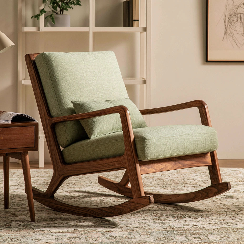 Fauteuil à bascule en bois, coloris vert