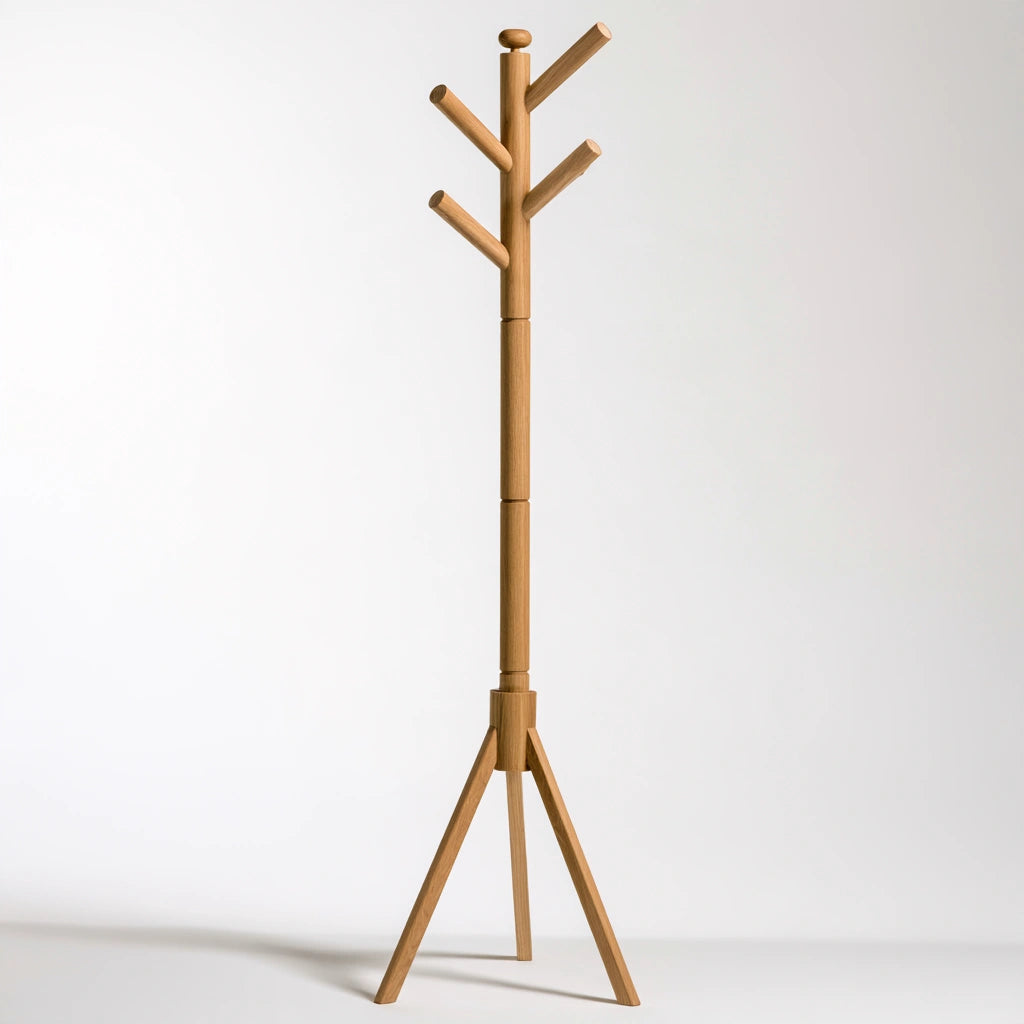Porte-manteaux en bois, coloris brun naturel