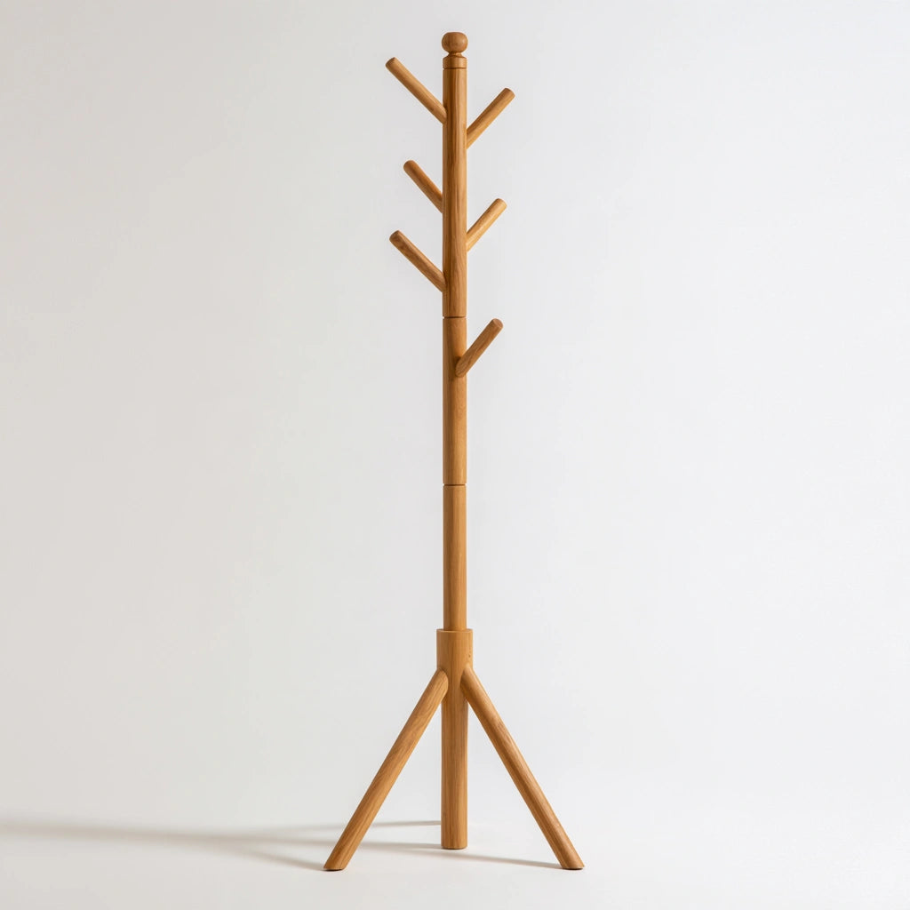 Porte-manteaux en bois, coloris brun naturel