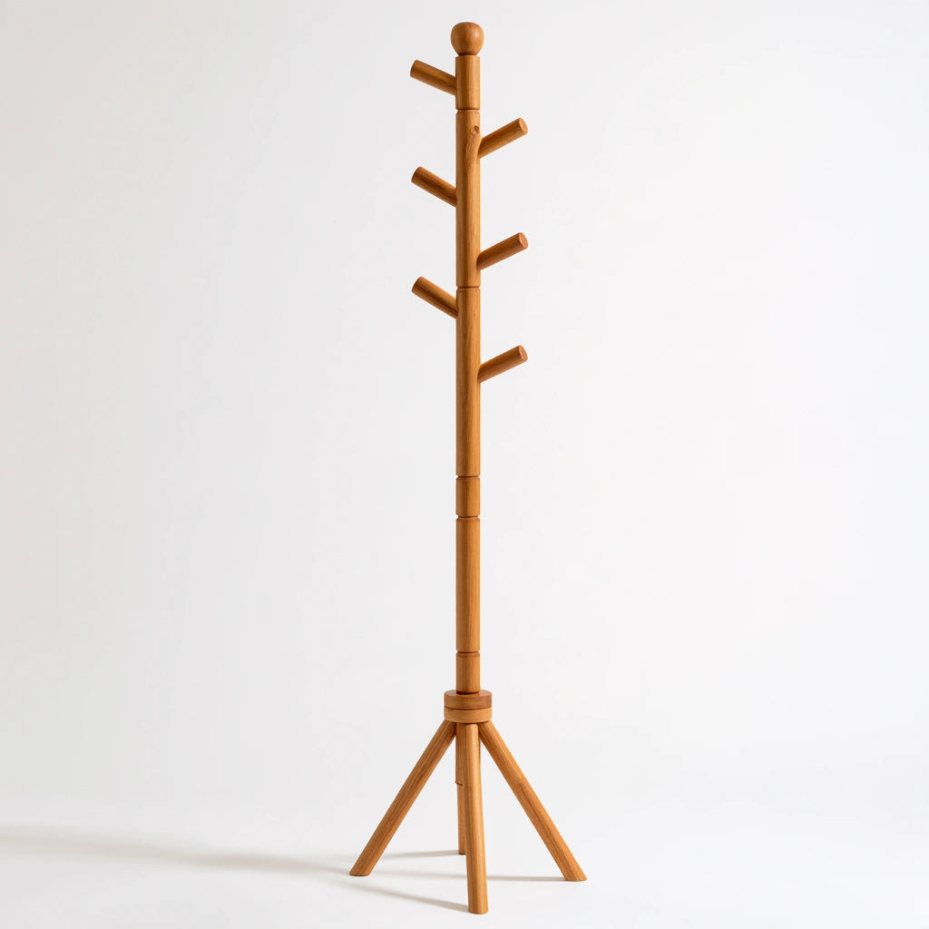 Porte-manteaux en bois, coloris brun naturel